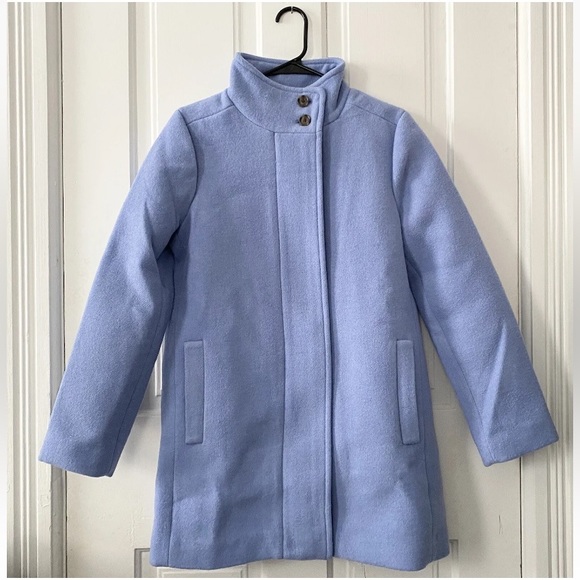 $298 J.Crew Factory Womens Button Neck Dusty Periwinkle Blue City Coat Sz 4 New - Picture 2 of 11